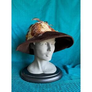 Originals by Mr josephs hat felted wool wide brim feathered